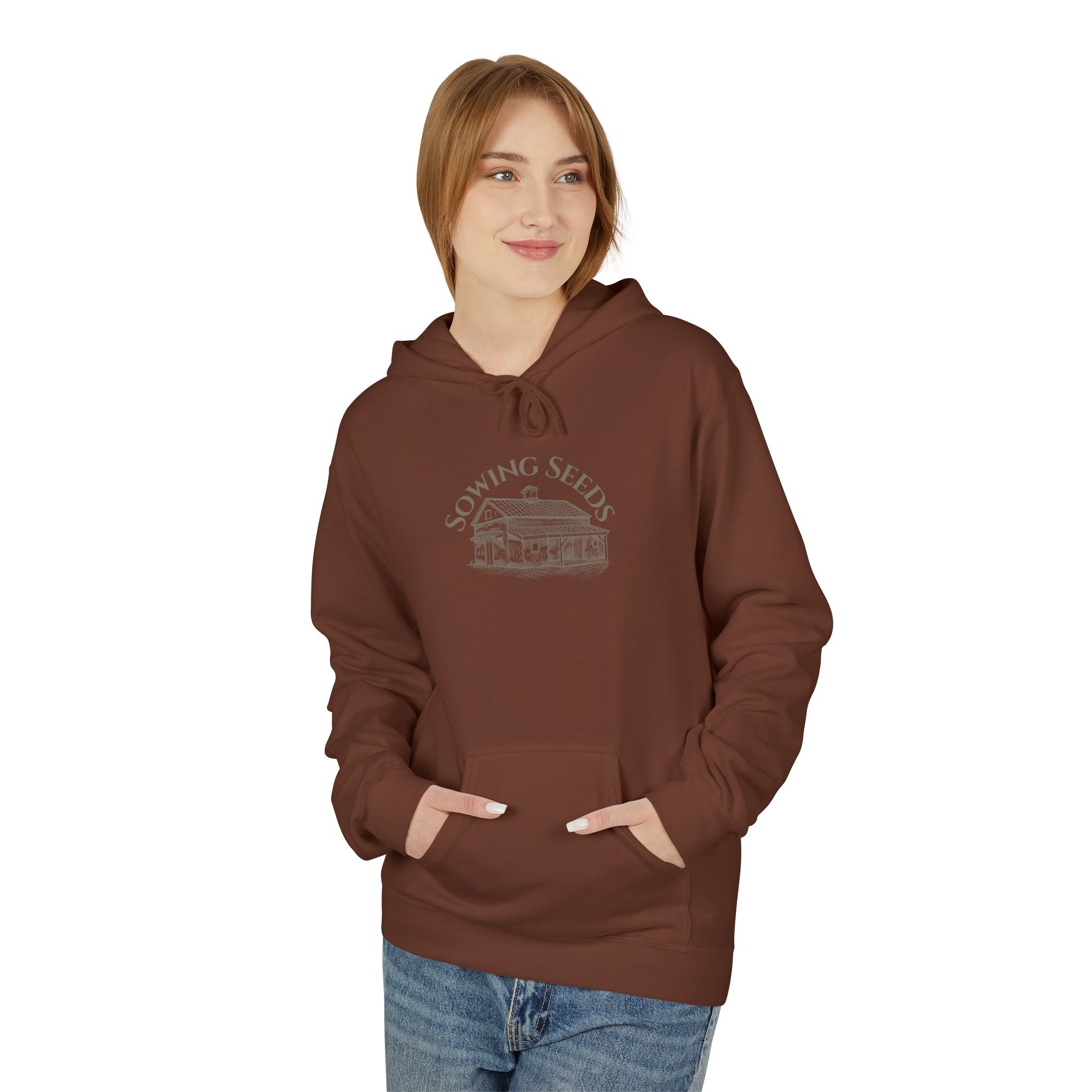 Faith Barn Hoodie — “Sowing Seeds of Faith: God First, Then the Work”