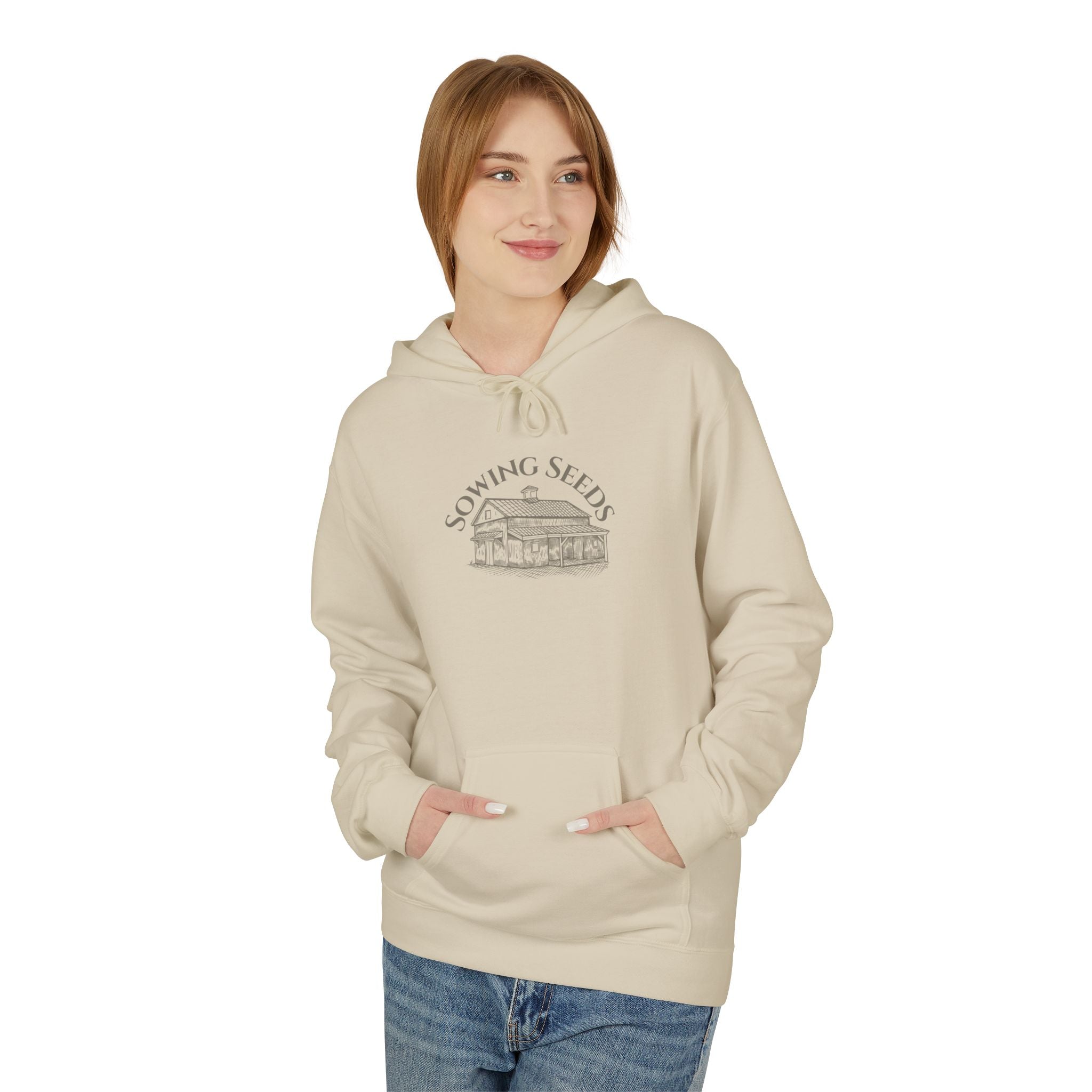 Faith Barn Hoodie — “Sowing Seeds of Faith: God First, Then the Work”