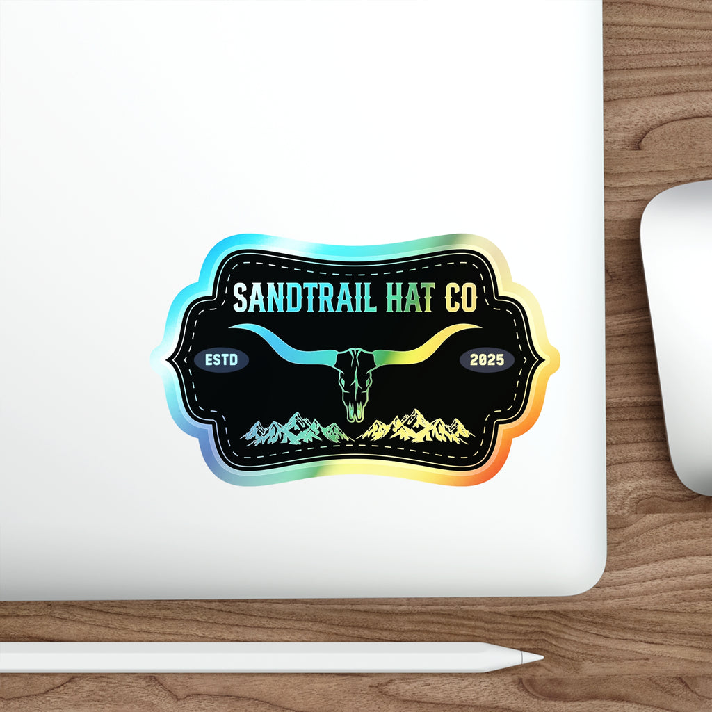 Holographic Die-Cut Sticker — Sandtrail Hat Co. Longhorn Logo