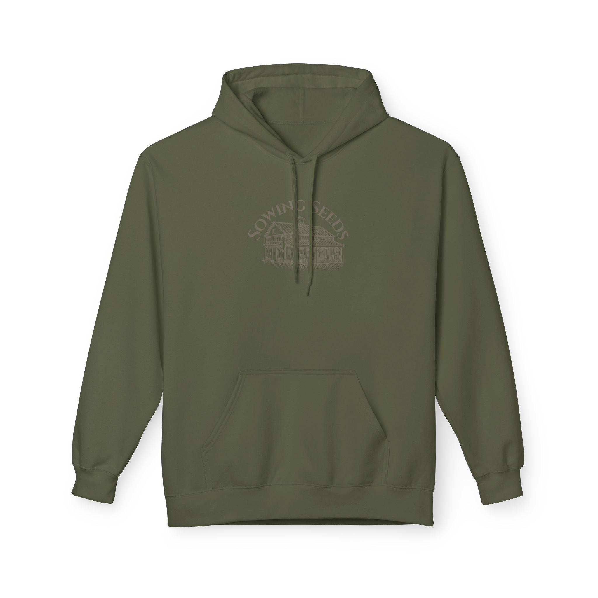 Faith Barn Hoodie — “Sowing Seeds of Faith: God First, Then the Work”