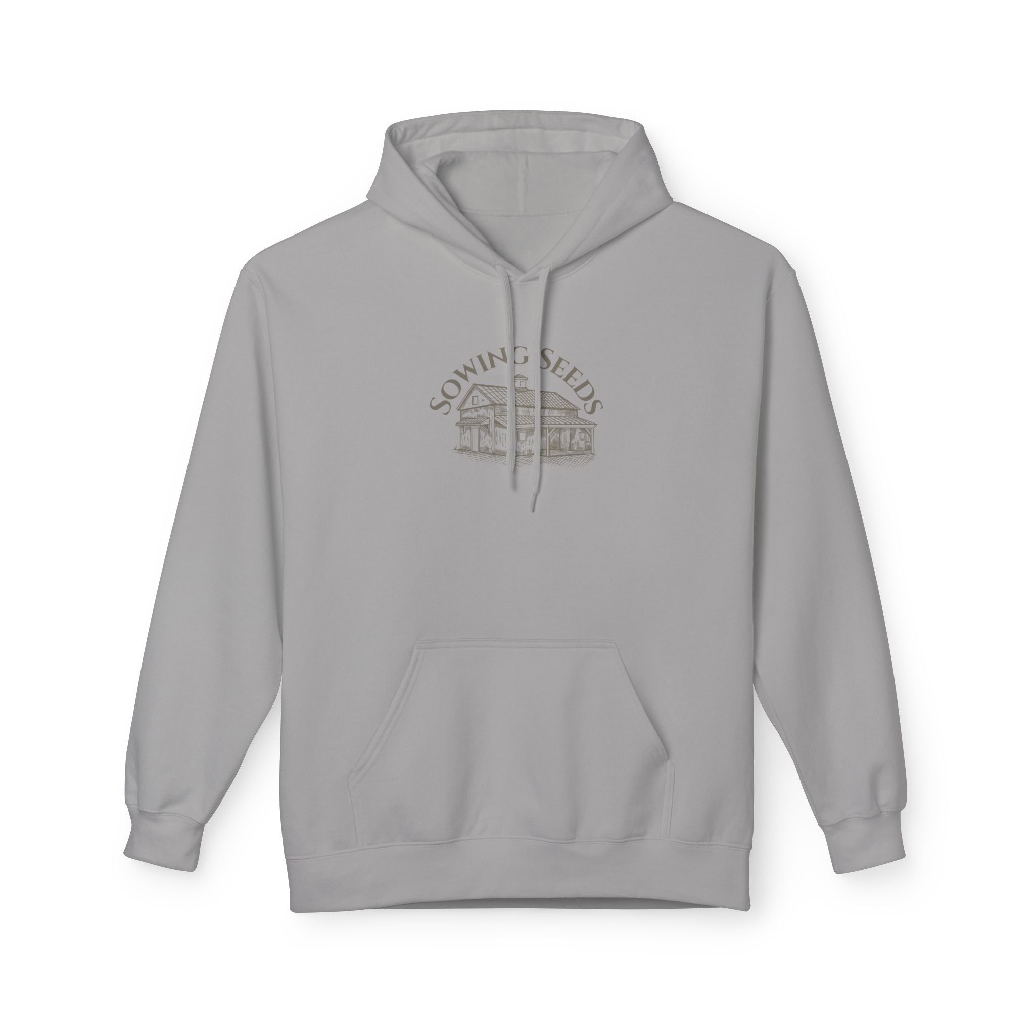 Faith Barn Hoodie — “Sowing Seeds of Faith: God First, Then the Work”