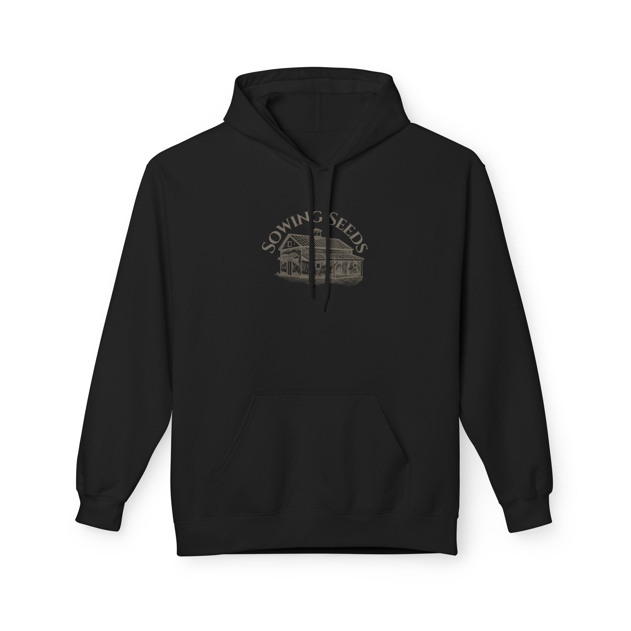 Faith Barn Hoodie — “Sowing Seeds of Faith: God First, Then the Work”