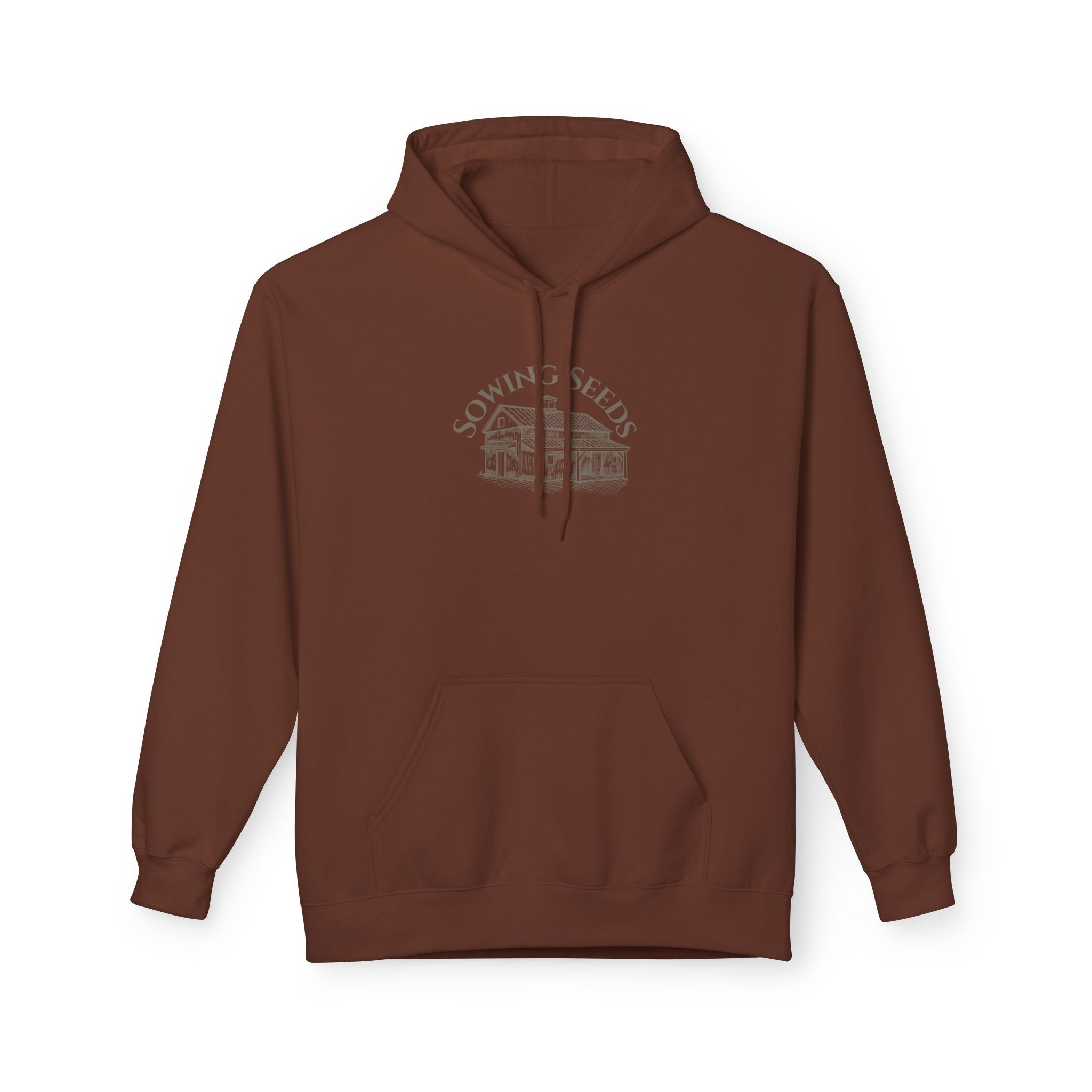Faith Barn Hoodie — “Sowing Seeds of Faith: God First, Then the Work”